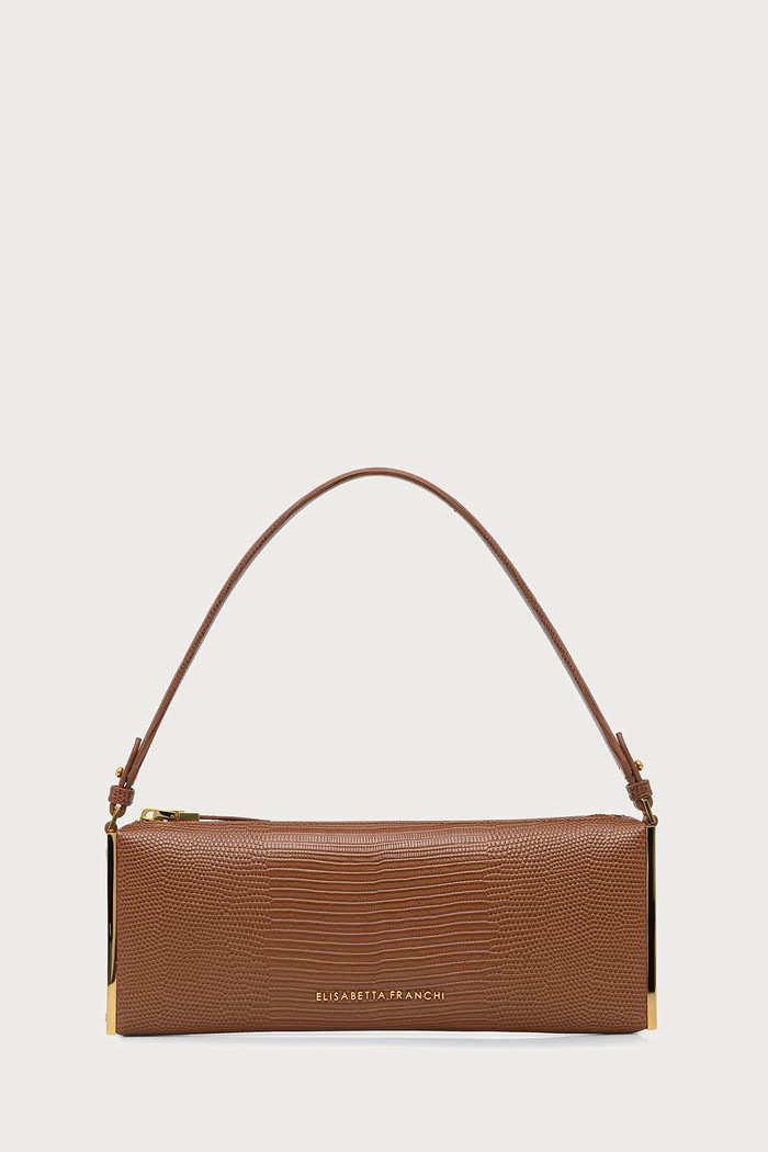 Elisabetta Franchi baguette kabelka dámská z imitace kůže hnědá BS15A66E2