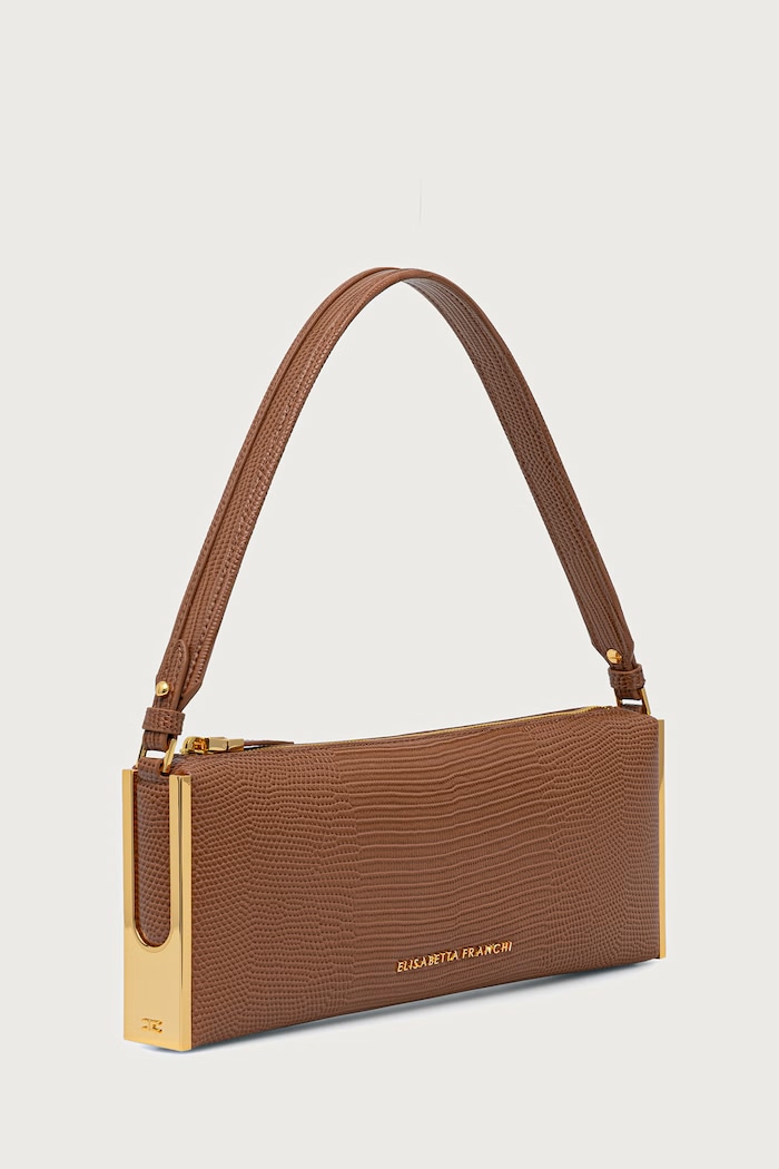 Elisabetta Franchi baguette kabelka dámská z imitace kůže BS15A66E2 hnědá AW26