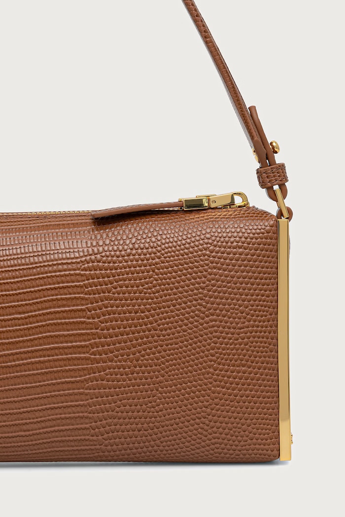 Doplňky Elisabetta Franchi baguette kabelka dámská z imitace kůže BS15A66E2 hnědá