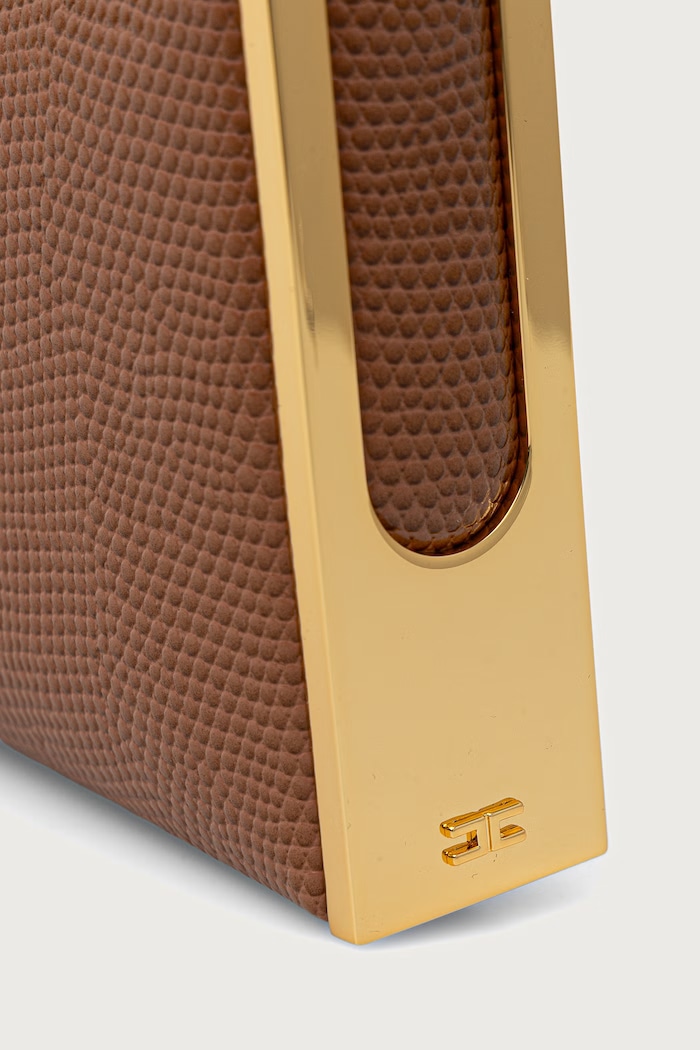 Elisabetta Franchi baguette kabelka dámská z imitace kůže hnědá BS15A66E2