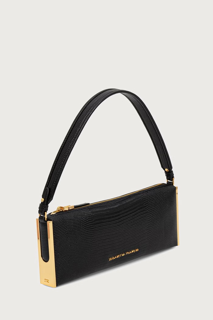 Elisabetta Franchi torebka bagietka damska z imitacji skóry BS15A66E2 czarny AW26