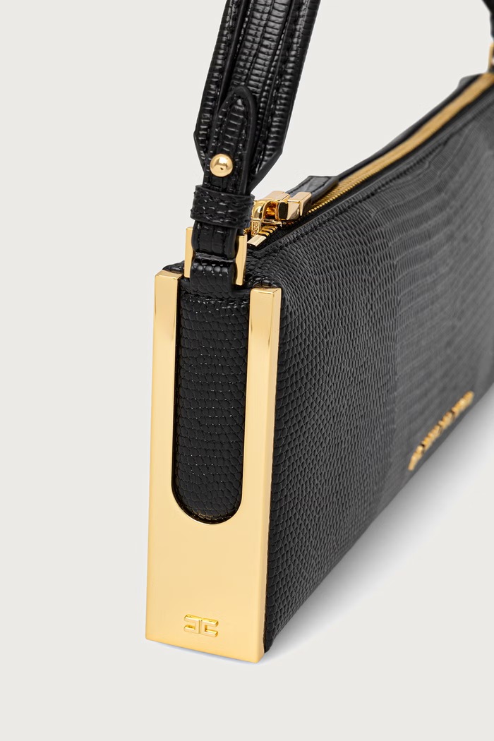 Elisabetta Franchi torebka bagietka damska z imitacji skóry czarny BS15A66E2