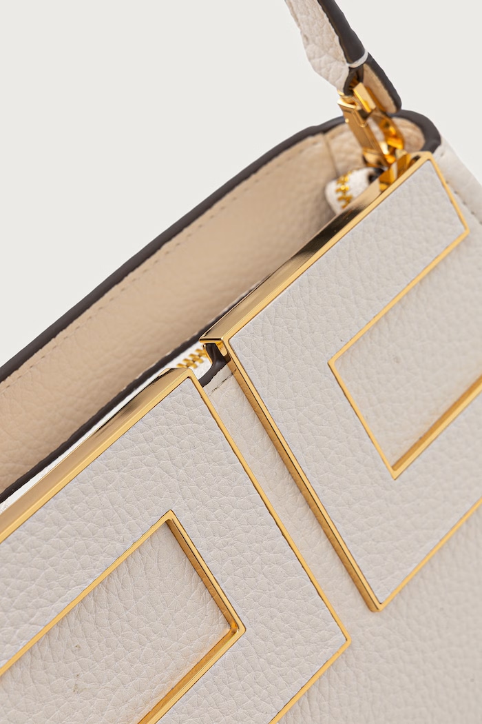 Torebka crossbody damska z imitacji skóry Elisabetta Franchi BS07A66E2 beżowy