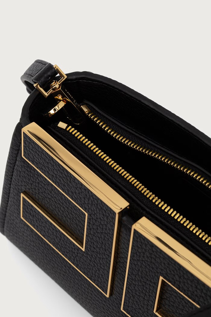 Torebka crossbody damska z imitacji skóry Elisabetta Franchi czarny BS07A66E2