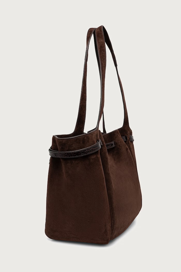 Tory Burch torebka tote damska zamszowa Romy 186348 brązowy AW26