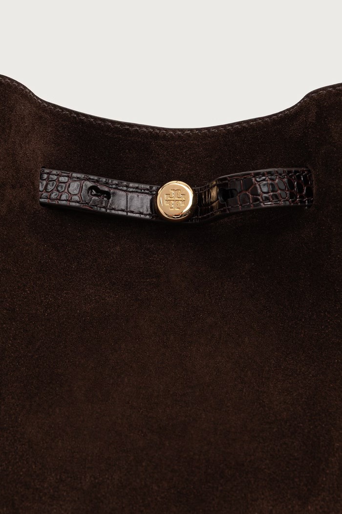Tory Burch torebka tote damska zamszowa Romy brązowy 186348