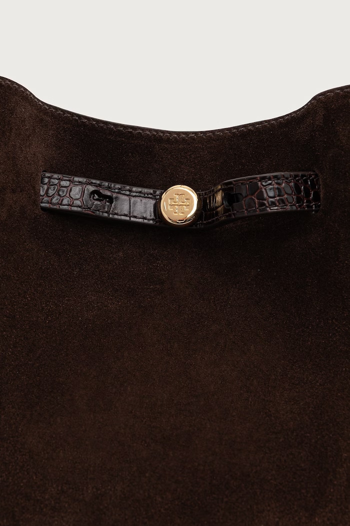 Tory Burch torebka tote damska zamszowa Romy brązowy 186348