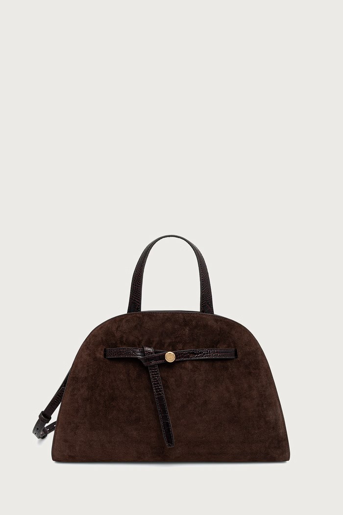 Tory Burch torebka damska zamszowa Romy Suede Bauletto brązowy 183363