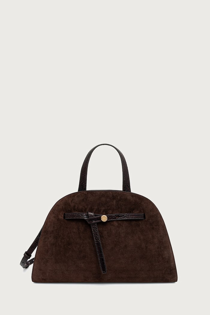 Tory Burch torebka damska zamszowa Romy Suede Bauletto brązowy 183363