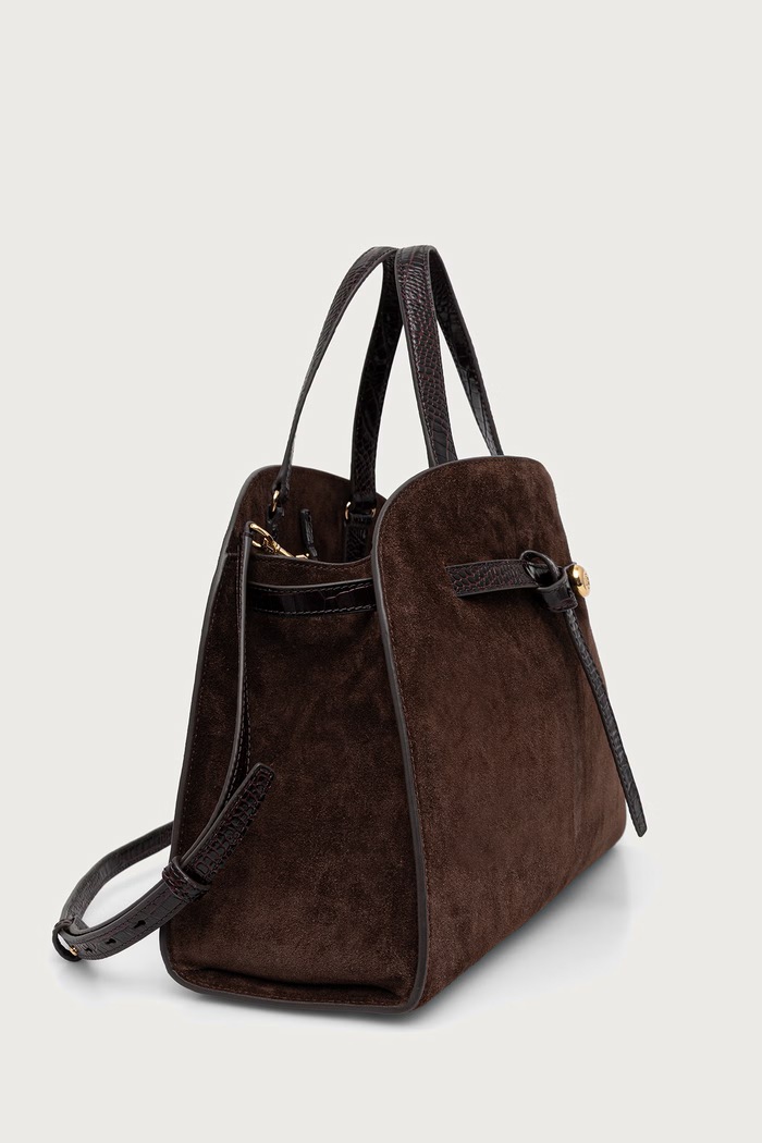 Tory Burch torebka damska zamszowa Romy Suede Bauletto 183363 brązowy AW26