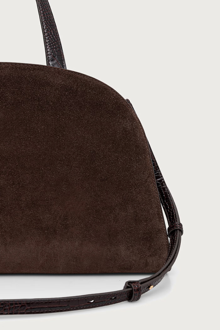 Akcesoria Tory Burch torebka damska zamszowa Romy Suede Bauletto 183363 brązowy