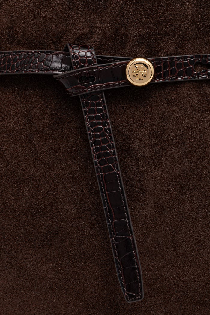 Tory Burch torebka damska zamszowa Romy Suede Bauletto brązowy 183363