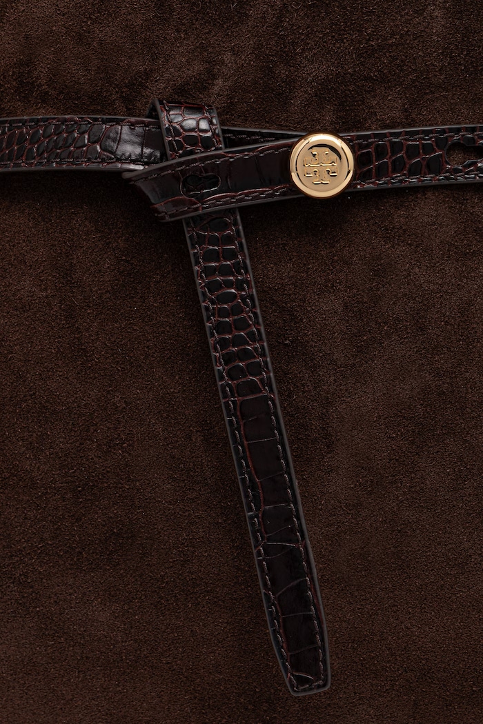Tory Burch torebka damska zamszowa Romy Suede Bauletto brązowy 183363