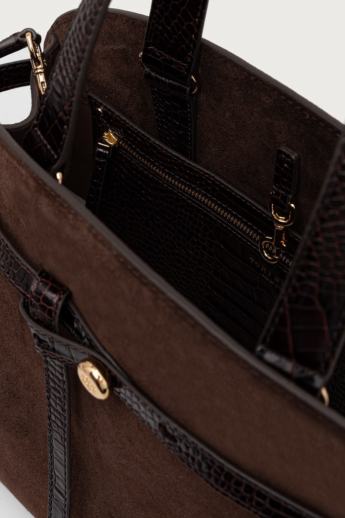 Tory Burch torebka damska zamszowa Romy Suede Bauletto 183363 brązowy