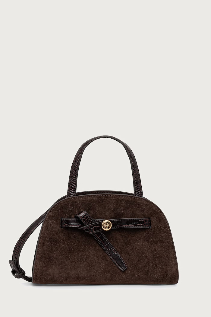Tory Burch torebka tote damska zamszowa Romy Small Bauletto brązowy 183362