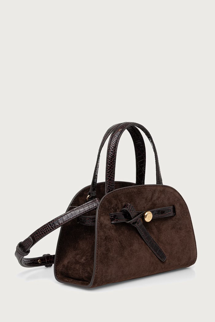 Tory Burch torebka tote damska zamszowa Romy Small Bauletto 183362 brązowy AW26