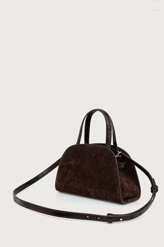 Akcesoria Tory Burch torebka tote damska zamszowa Romy Small Bauletto 183362 brązowy