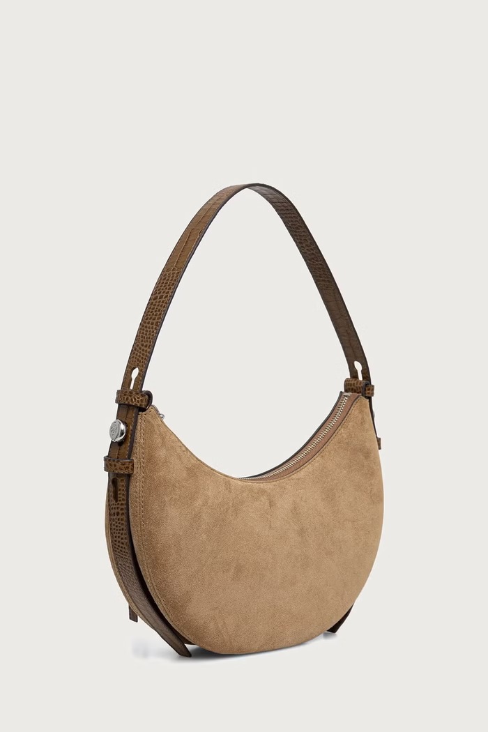 Tory Burch torebka crossbody damska zamszowa Romy Half Moon 185086 beżowy AW26