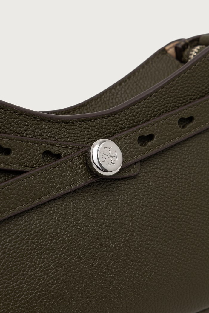 Tory Burch geantă crossbody pentru femei din piele Romy Zip verde 179955