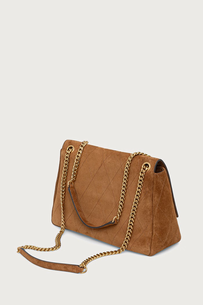 Akcesoria Tory Burch torebka damska zamszowa Charlie 183357 brązowy