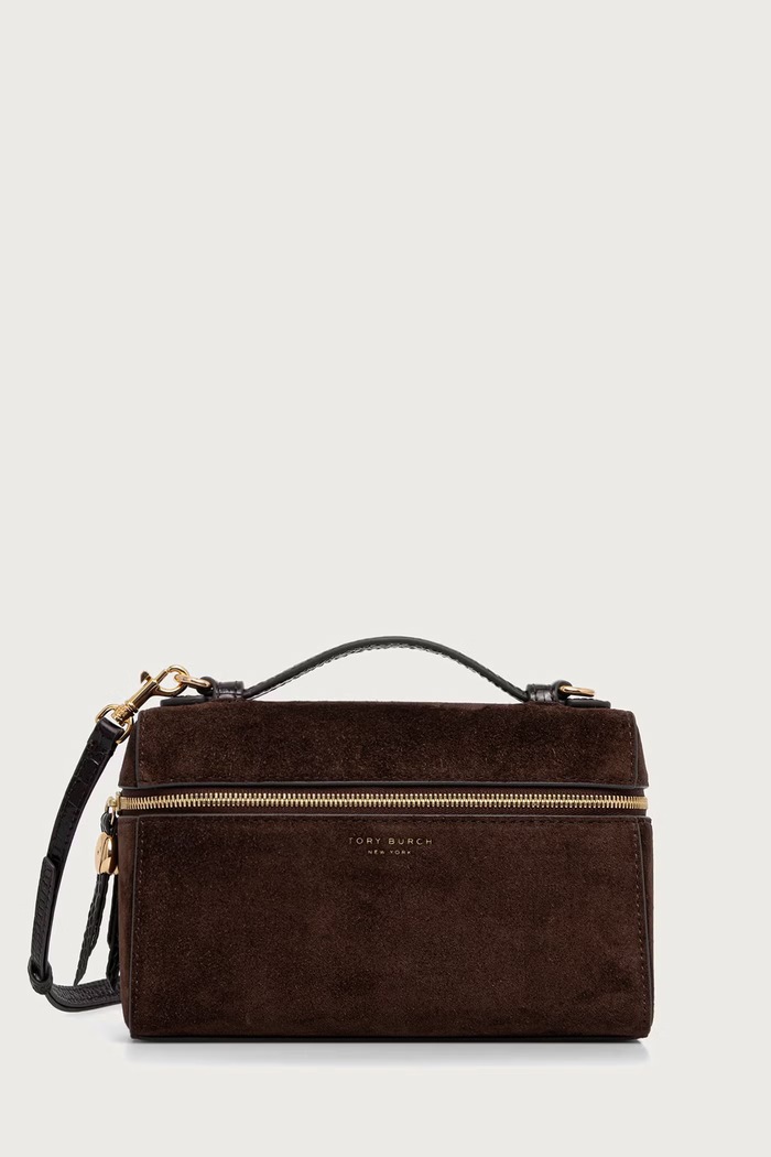 Tory Burch torebka crossbody damska zamszowa Romy brązowy 186930