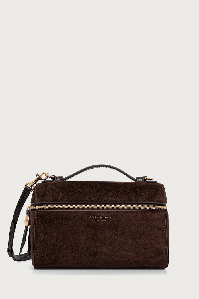 Tory Burch torebka crossbody damska zamszowa Romy brązowy 186930
