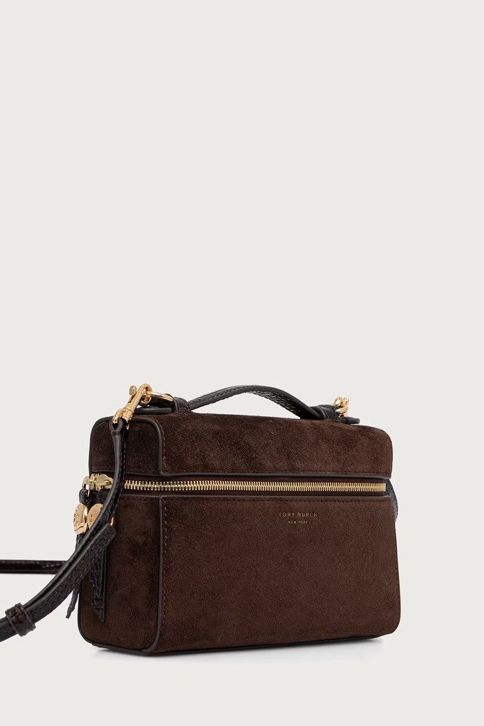 Tory Burch torebka crossbody damska zamszowa Romy 186930 brązowy AW26