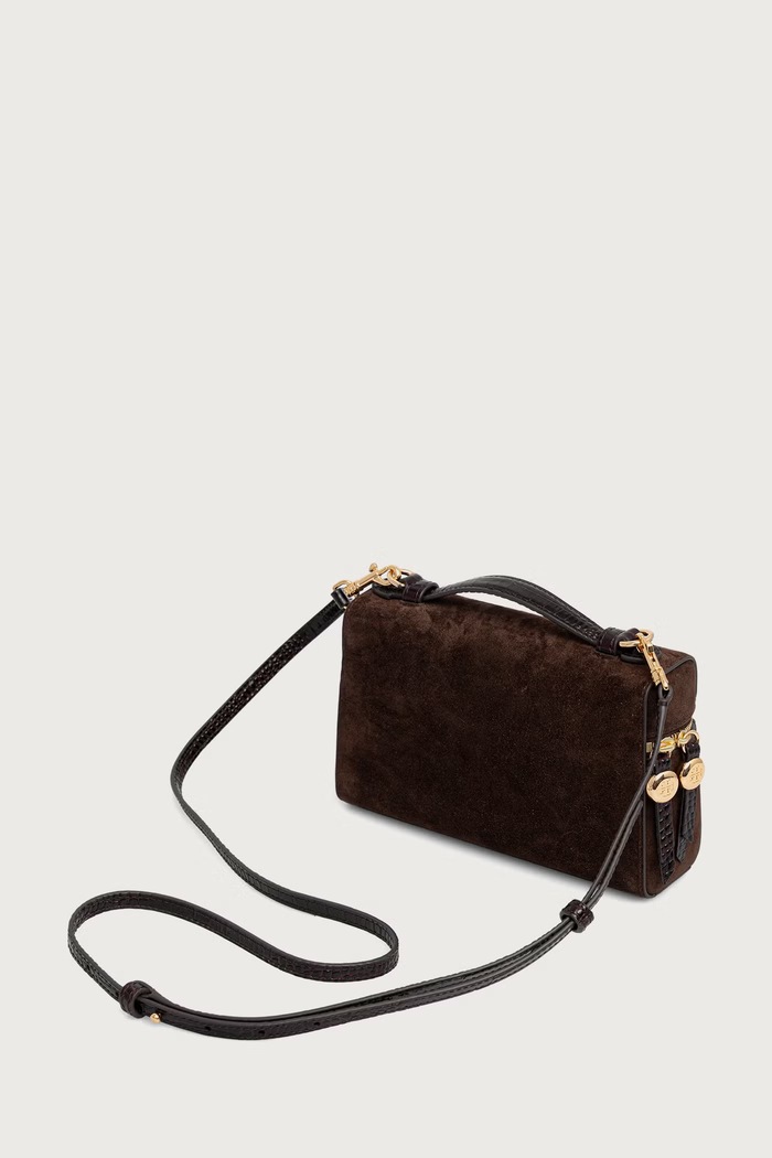 Akcesoria Tory Burch torebka crossbody damska zamszowa Romy 186930 brązowy