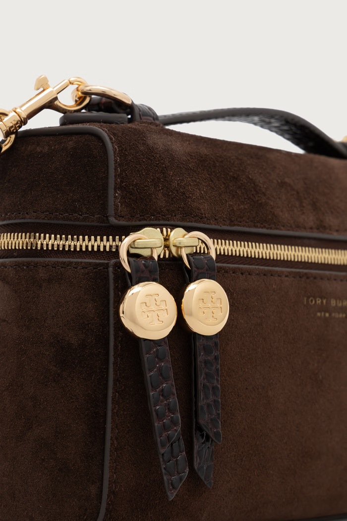 Tory Burch torebka crossbody damska zamszowa Romy brązowy 186930