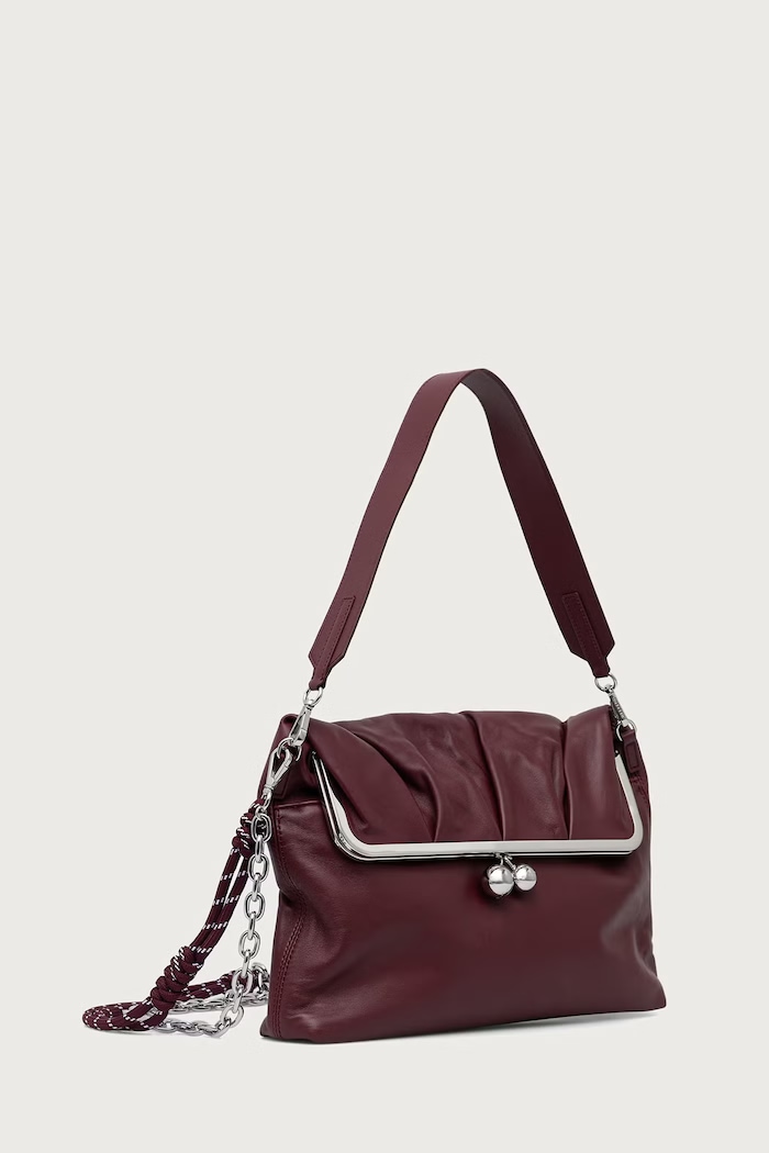 Weekend Max Mara Torebka hobo damska skórzana WKASLALOM 2625516144600 bordowy AW26