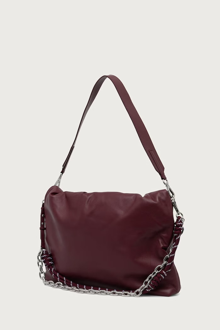 Akcesoria Weekend Max Mara Torebka hobo damska skórzana WKASLALOM 2625516144600 bordowy