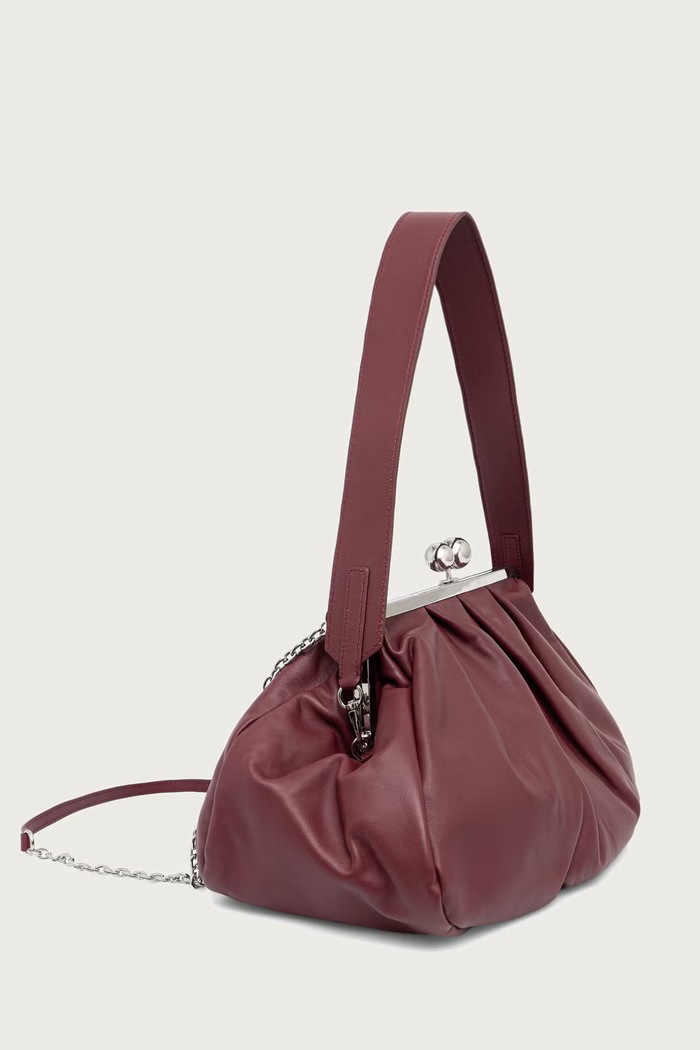 Weekend Max Mara Torebka kuferek skórzana PROVINO 2625516134600 bordowy AW26