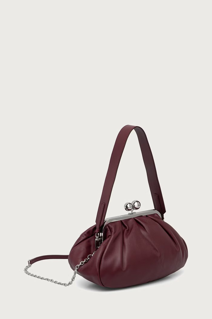 Weekend Max Mara Torebka damska skórzana CUBICO 2625516124600 bordowy AW26