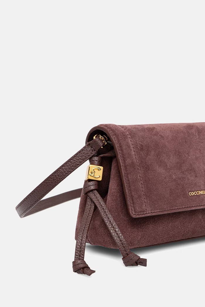 Coccinelle torebka crossbody damska zamszowa E5.VCB.55.01.01 bordowy AW26
