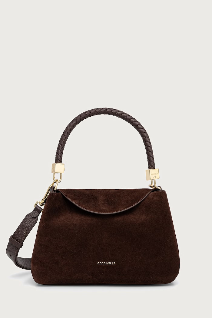 Coccinelle Чанта crossbody дамска от велур кафяв E1.VCL.18.02.01