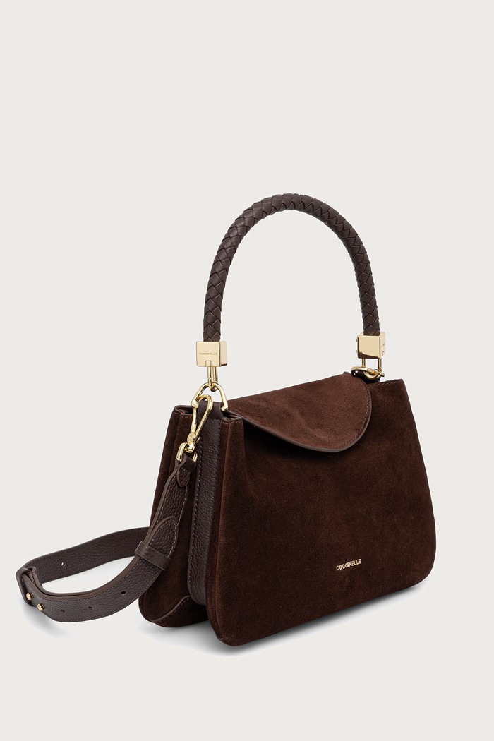 Coccinelle Чанта crossbody дамска от велур E1.VCL.18.02.01 кафяв AW26