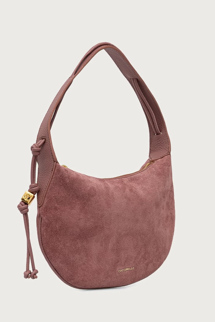 Coccinelle Torebka hobo damska zamszowa E1.VCB.13.03.01 różowy AW26
