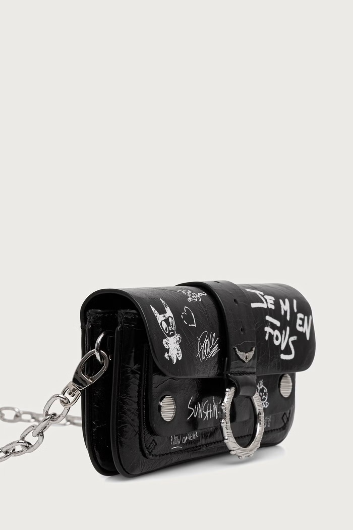 Zadig&Voltaire Crossbody torba za žene od kože KATE LWBA04523 crna AW26