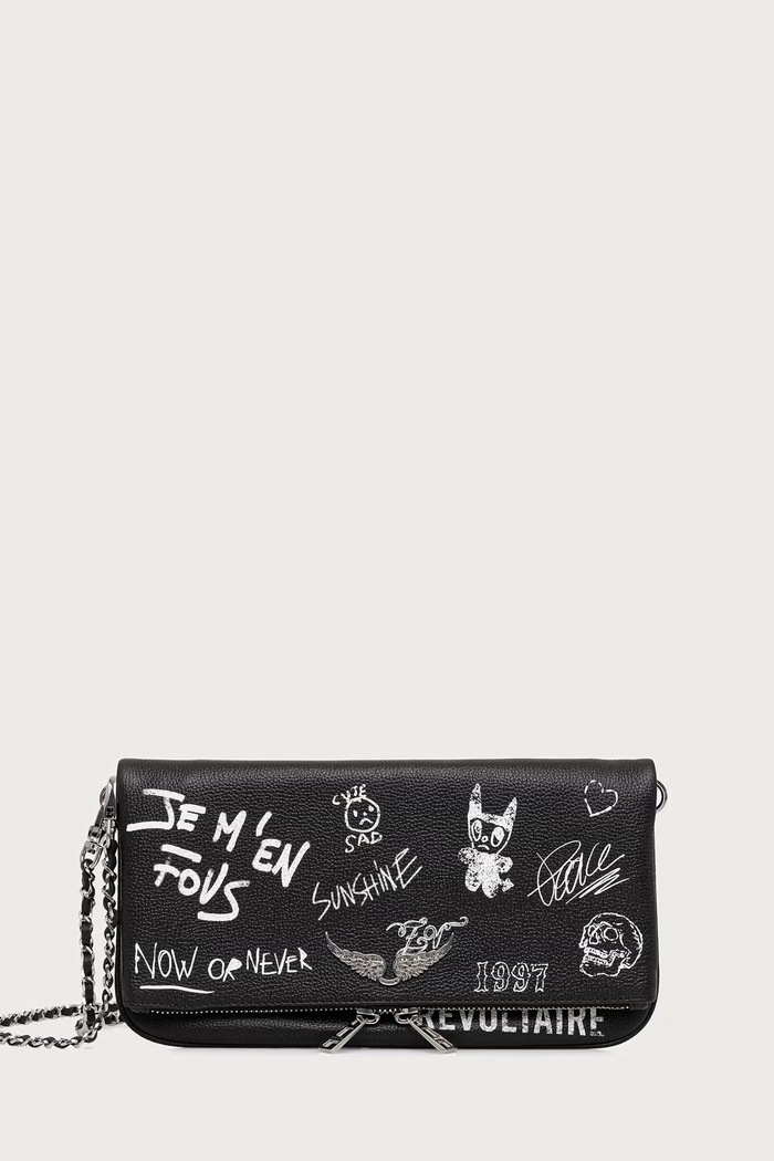 Zadig&Voltaire Κλουτς γυναικείο δερμάτινο μαύρο LWBA04486