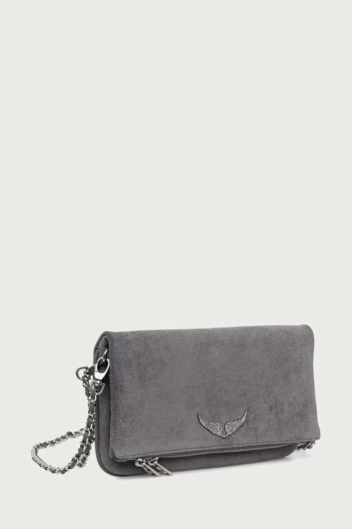 Zadig&Voltaire Torebka crossbody damska zamszowa LWBA04543 szary AW26