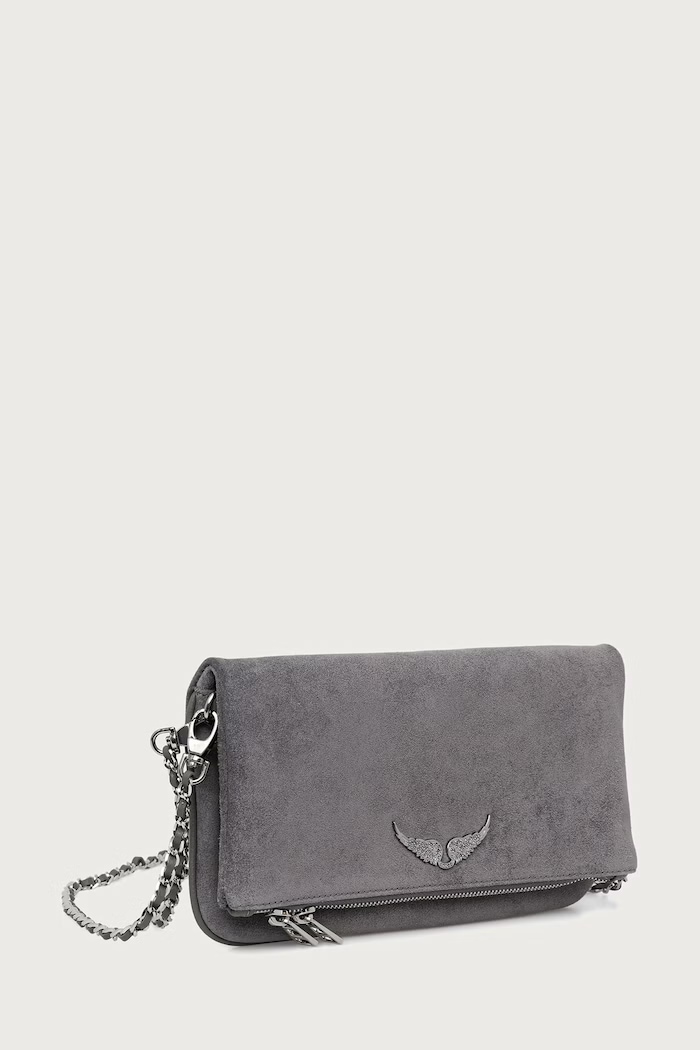 Zadig&Voltaire Torebka crossbody damska zamszowa LWBA04543 szary AW26