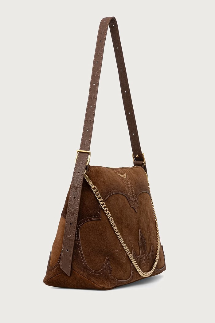 Zadig&Voltaire Crossbody kabelka dámska semišová JIM LWBA04416 hnedá AW26