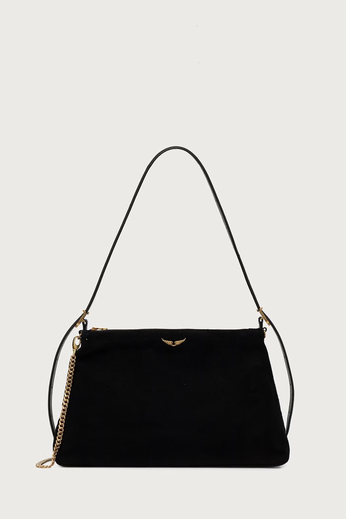 Zadig&Voltaire Torebka crossbody damska zamszowa JIM czarny LWBA04563