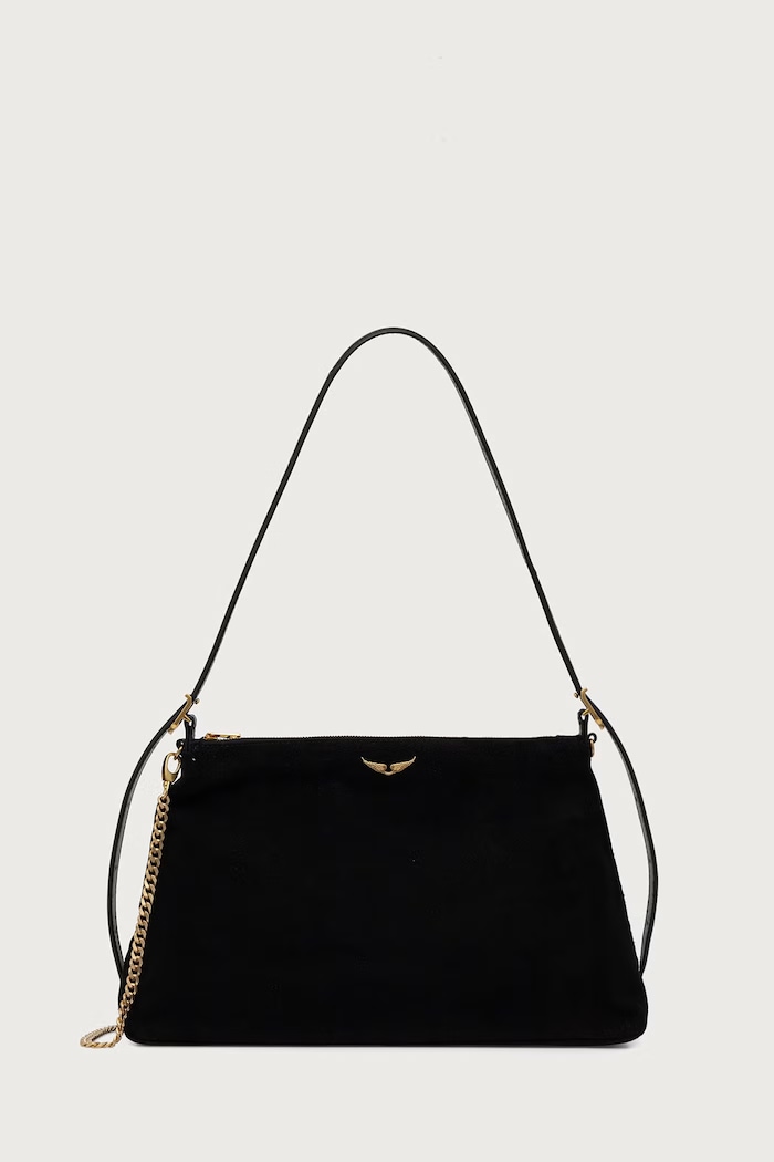 Zadig&Voltaire Torebka crossbody damska zamszowa JIM czarny LWBA04563