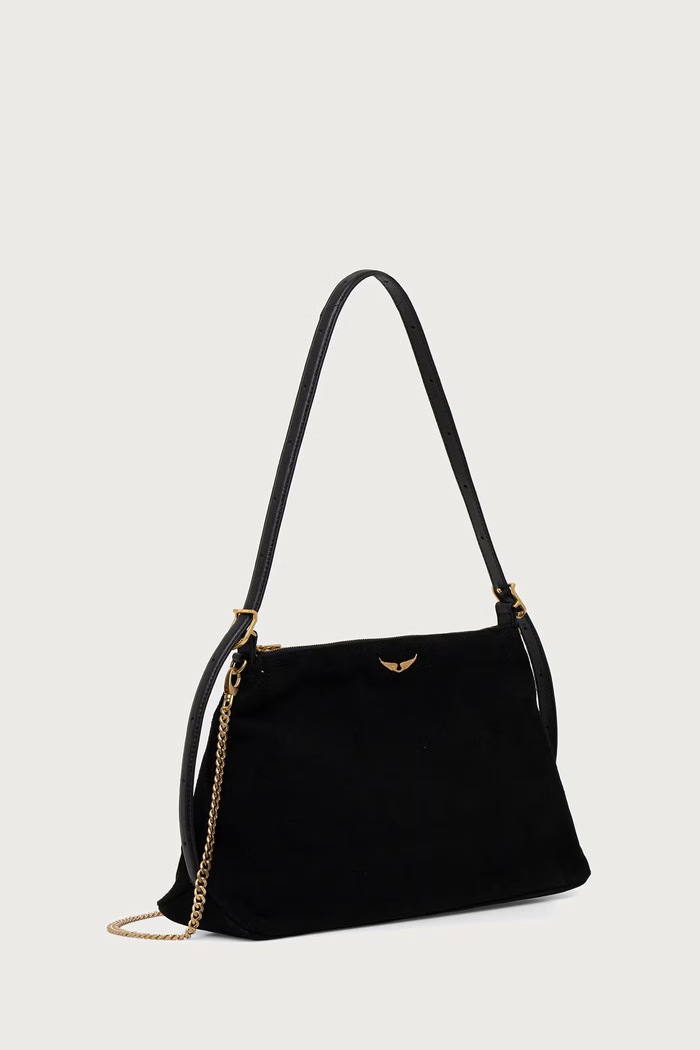 Zadig&Voltaire Torebka crossbody damska zamszowa JIM LWBA04563 czarny AW26