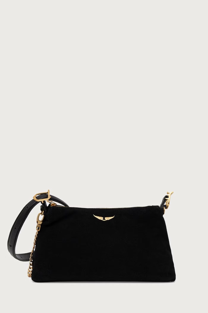 Zadig&Voltaire Torebka crossbody damska zamszowa JIM czarny LWBA04457