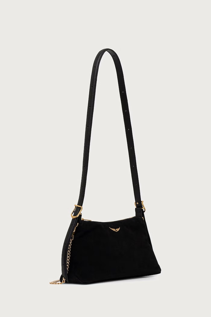 Zadig&Voltaire Torebka crossbody damska zamszowa JIM LWBA04457 czarny AW26
