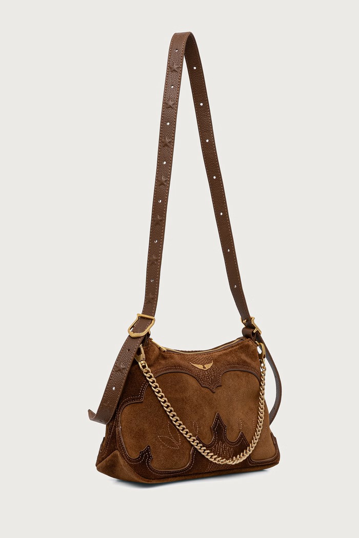 Zadig&Voltaire Crossbody torba za žene od brušene kože JIM LWBA04494 smeđa AW26