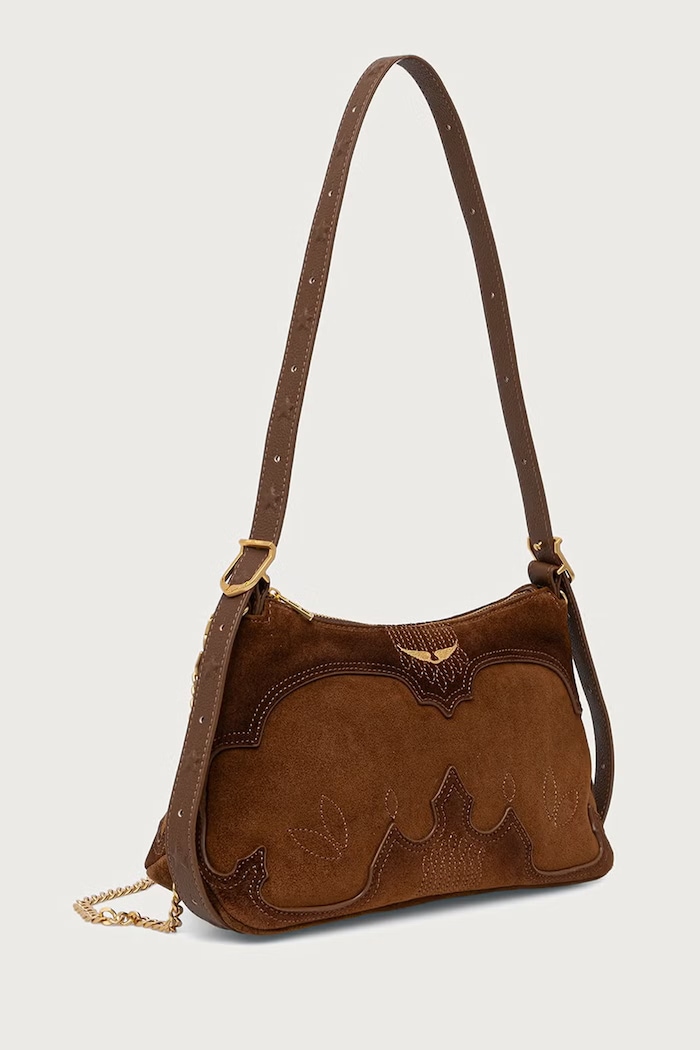 Zadig&Voltaire Torebka crossbody damska zamszowa JIM LWBA04494 brązowy AW26