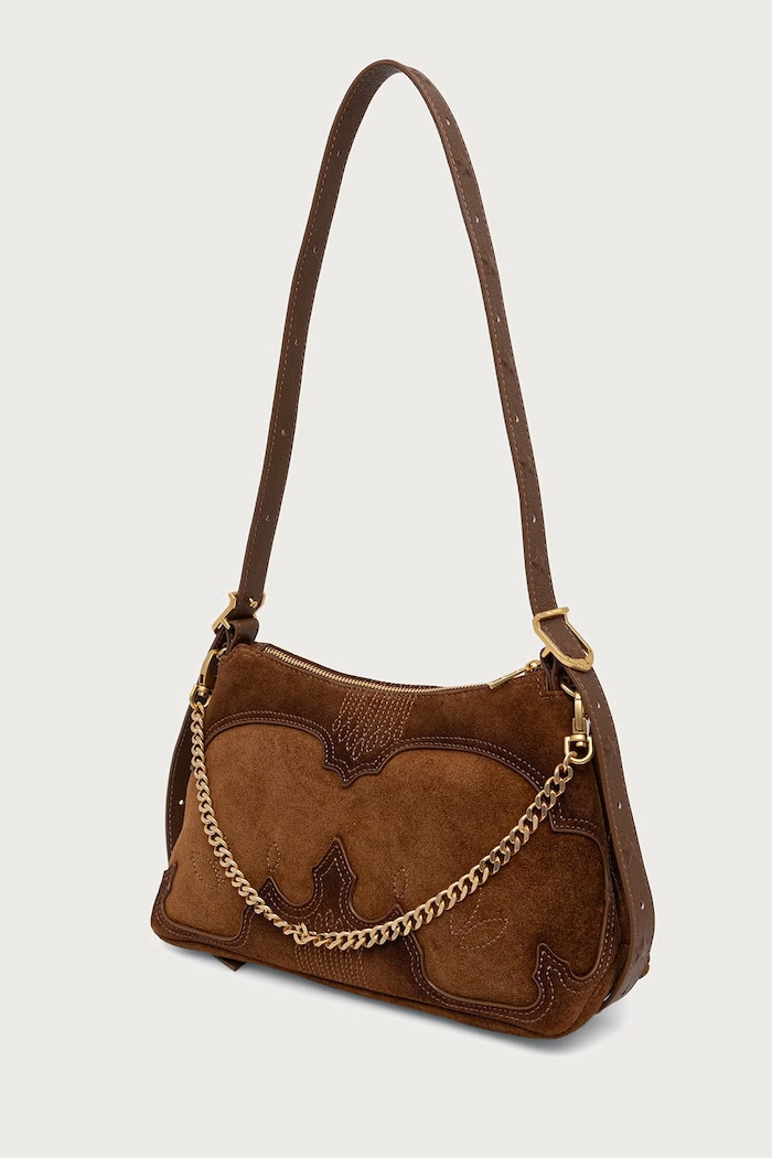Akcesoria Zadig&Voltaire Torebka crossbody damska zamszowa JIM LWBA04494 brązowy
